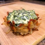 hash brown potato nests filled with cheese and spinach