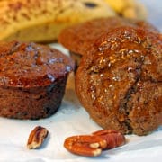A close up of maple banana bran muffins