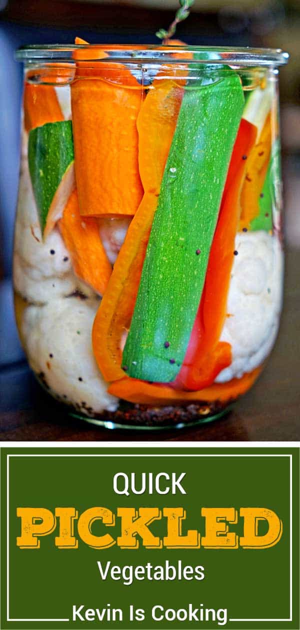quick pickled vegetables in mason jar