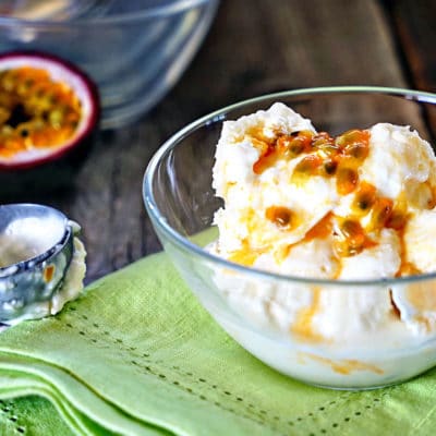 No Churn Passion Fruit Ice Cream with Candied Kumquats - www.keviniscooking.com