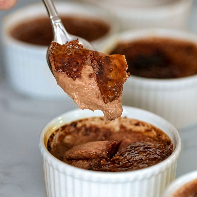 closeup: spoon full of french chocolate dessert