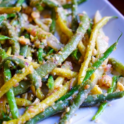 Mixed Yellow and Green Beans with Peanuts, Ginger and Lime