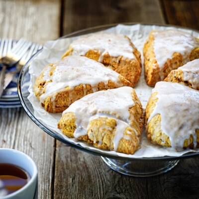 Pumpkin Scones with Maple Icing
