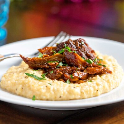 BBQ Pork with Cheesy Grits