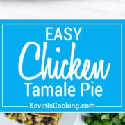 Easy Chicken Tamale Pie - made from ground chicken, spices, corn and beans all topped with a cornbread batter that's baked and ready in minutes. A house favorite!