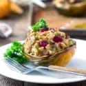 Call it stuffing or dressing, these Savory Stuffed Acorn Squash have a sausage sourdough bread stuffing with pecans and cranberries that doesn’t need a holiday to be eaten. We eat these whenever rI can get fresh acorn squash. Amazing stuffing! www.keviniscooking.com