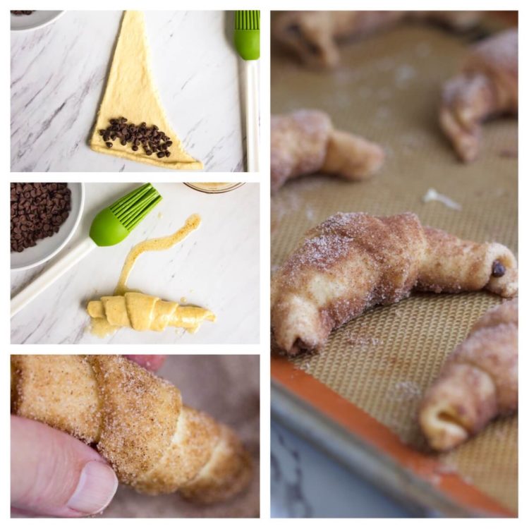 These super easy breakfast or dessert hand held Cinnamon Glazed Chocolate Crescent Rolls are made with refrigerated dough, chocolate chips and rolled in cinnamon sugar. These go quick and are a house favorite! www.keviniscooking.com