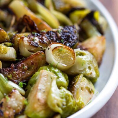 Pan Roasted Brussels Sprouts and Leeks