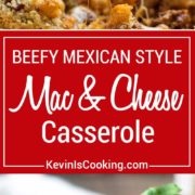 This stepped up Beefy Mac and Cheese Casserole goes a step further with a Mexican salsa addition to ground beef, extra cheese and crunchy breadcrumb topping. Comfort food that always pleases a crowd!