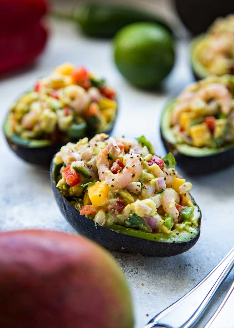 Easy, healthy and filled with shrimp, mango and crunchy vegetables, these Mango Shrimp Stuffed Avocado are a perfect appetizer or light lunch that’s good for you. keviniscooking.com