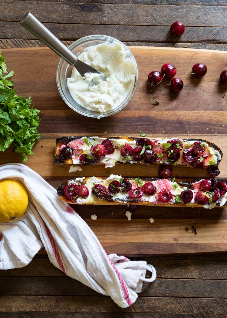 With this Summer’s amazing cherry bounty I figured a twist on the traditional bruschetta was in order. This Cherry Ricotta Bruschetta does not disappoint and is so easy for your next BBQ, picnic or party appetizer! keviniscooking.com