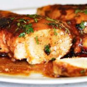 marinated chicken breast covered with sweet and spicy sauce