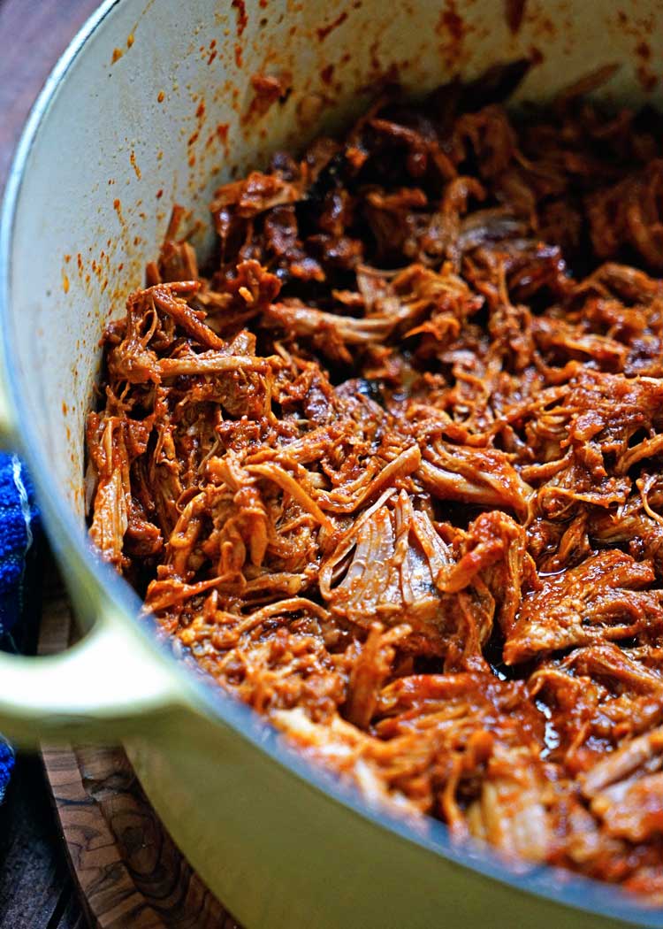pineapple pulled pork in large dutch oven