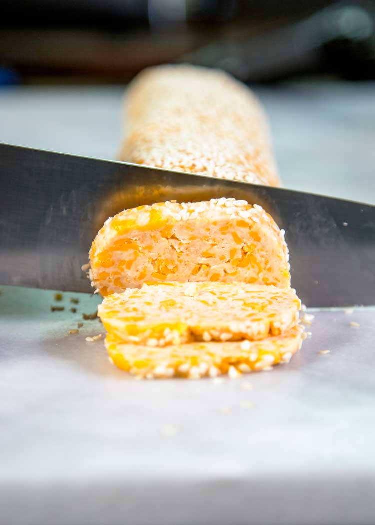 close up of dough for a sesame cracker recipe