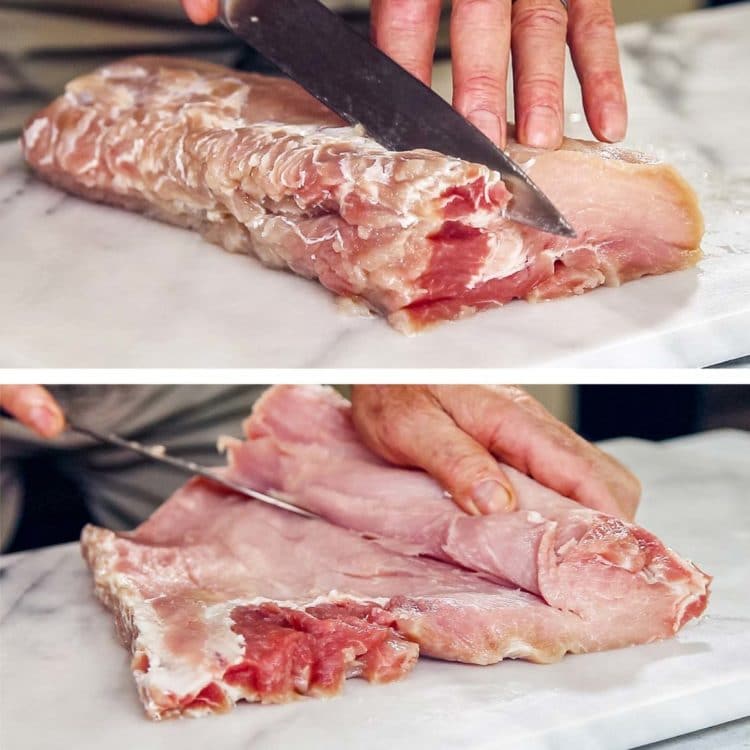 This Roasted Stuffed Pork Loin gets brined, butterflied, layered with prosciutto and broccoli rabe then is tied, rolled and roasted to tender perfection. keviniscooking.com
