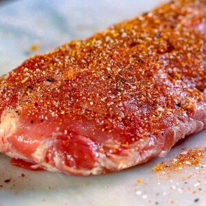 Basic BBQ Dry Rubbed Pork Ribs close up.