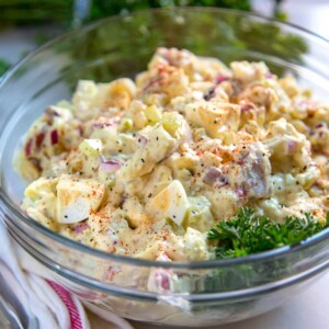 A bowl of classic potato salad