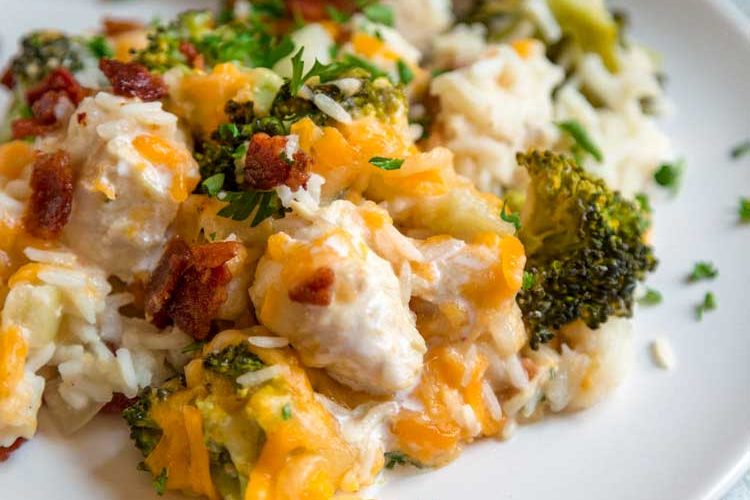 A plate of Ranch Chicken and rice Casserole