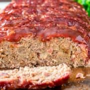 sliced BBQ Smoked Meatloaf on curtting board