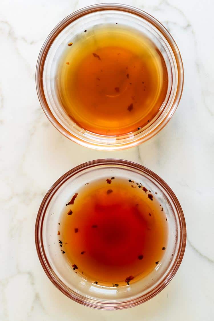2 versions of BBQ Sauce in small glass bowls