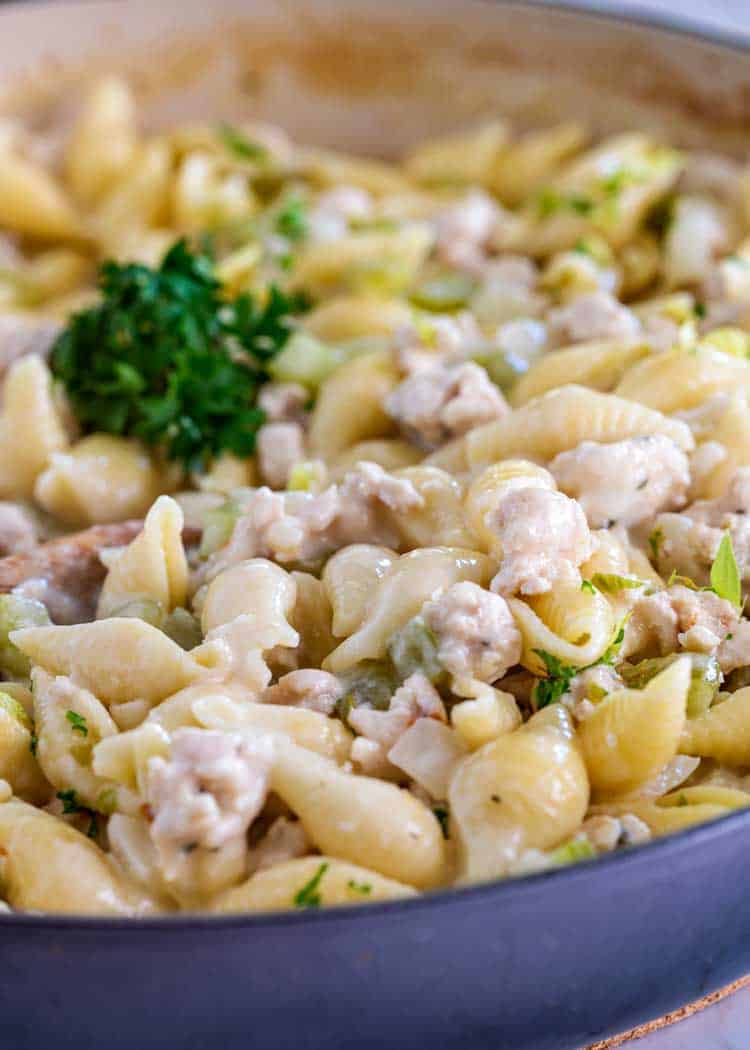 Creamy Chicken Pasta Shells - Kevin Is Cooking