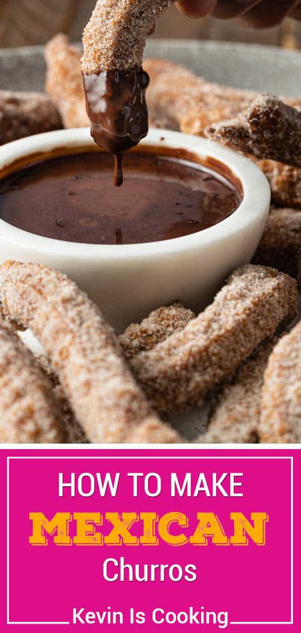 dipping fried Mexican dessert into warm melted chocolate