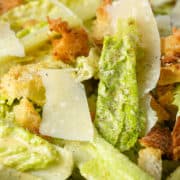 close up of homemade Caesar salad