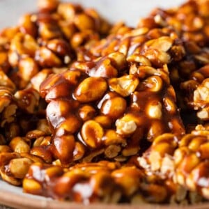 plate of Mexican candy: spicy peanut brittle