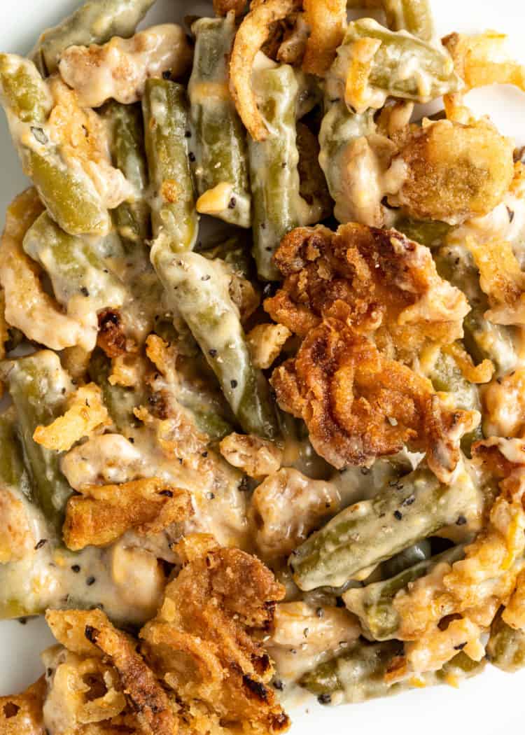 extreme close up: french's green bean casserole