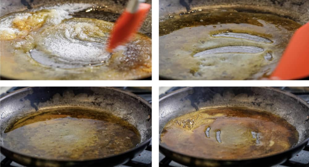 process steps show how to make caramel