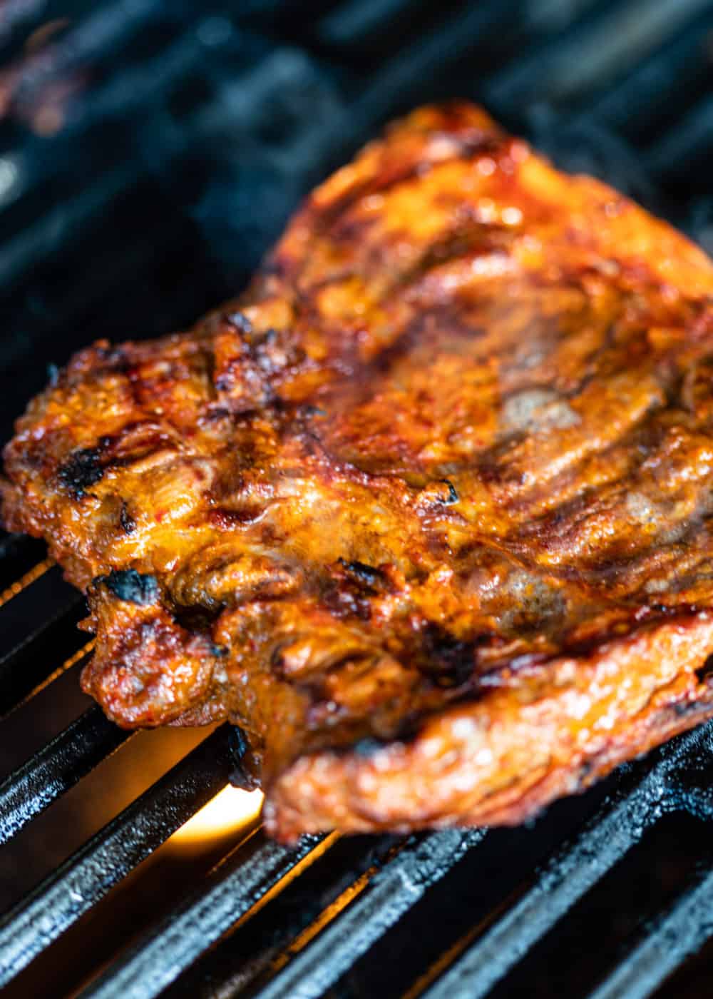 closeup shows how to grill carne asada