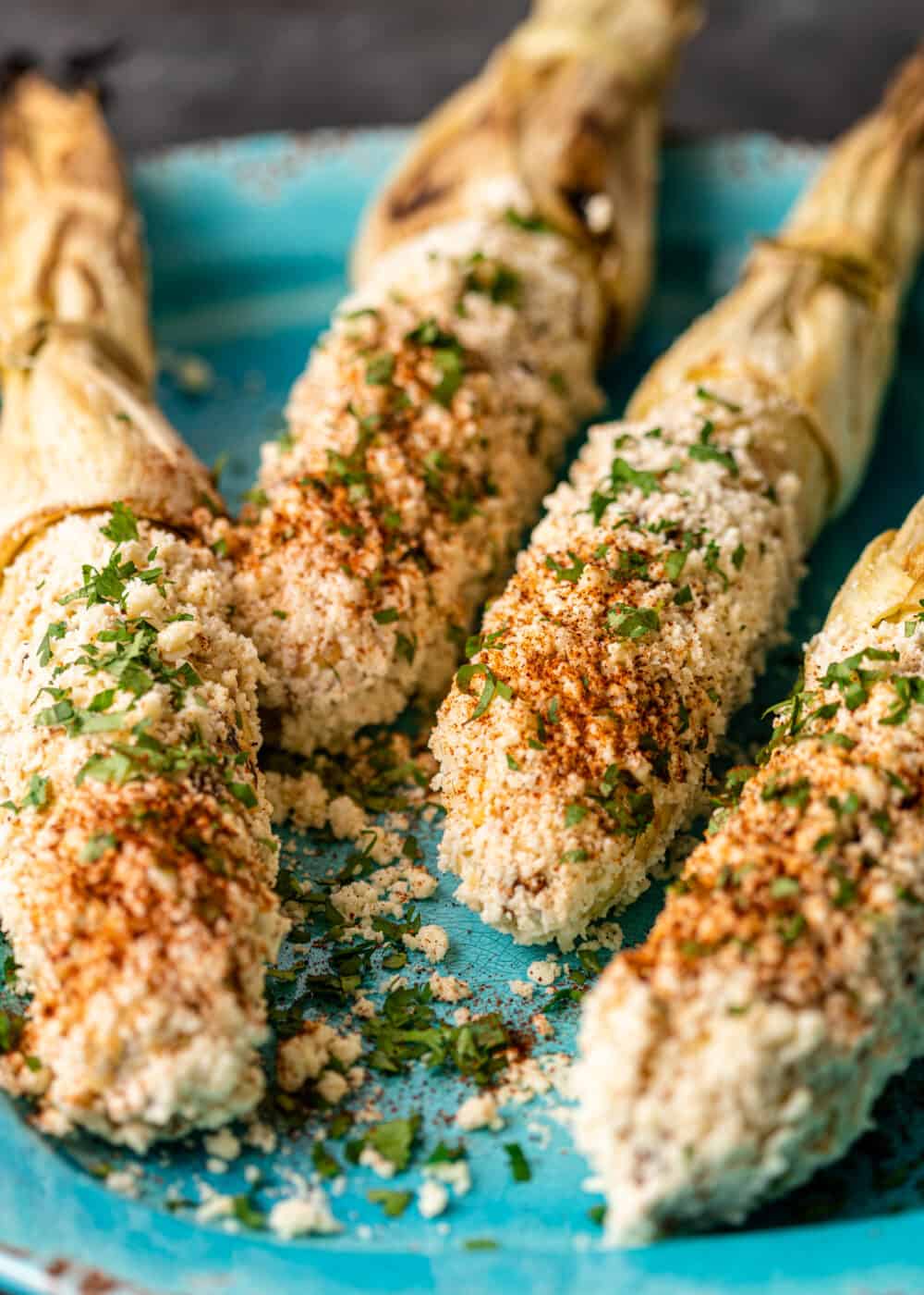 4 ears of Mexican elote