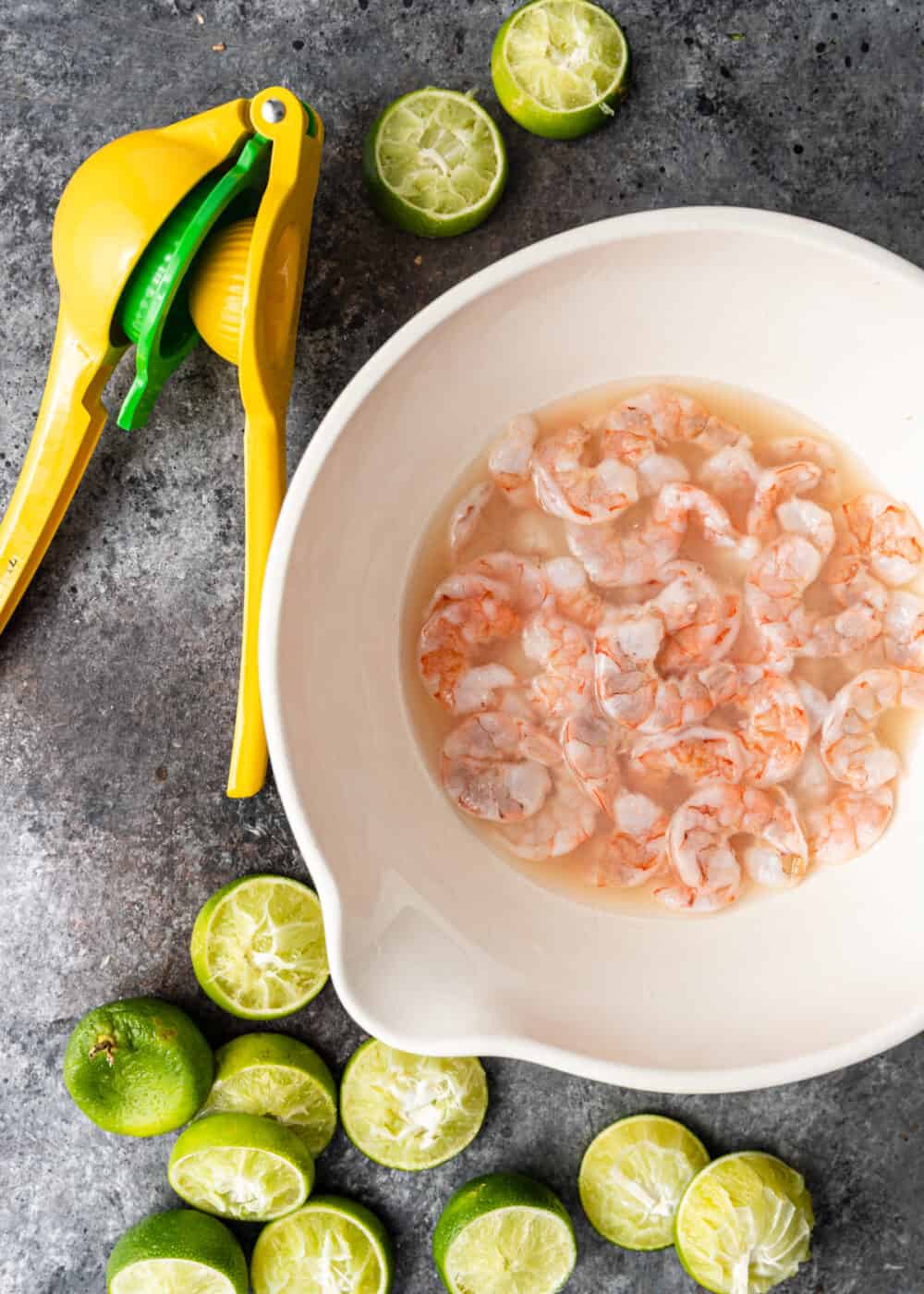 raw shrimp in lime juice after 15 minutes