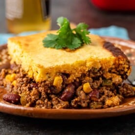 plated serving of tex mex tamale casserole
