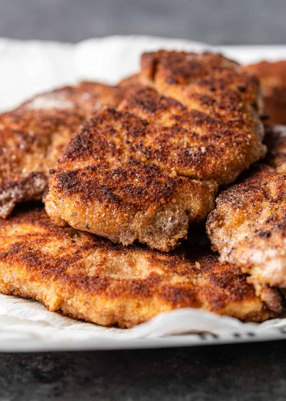 closeup: homemade fried chicken strips