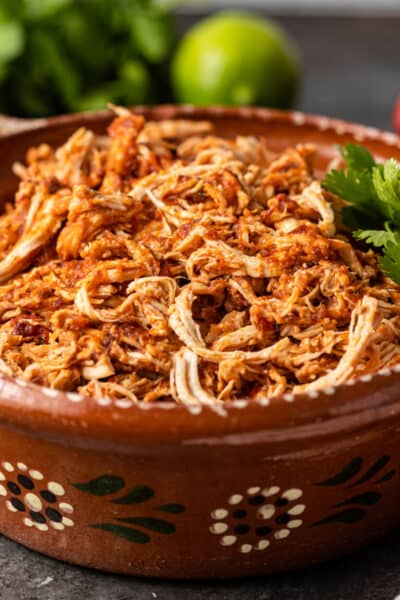 bowl of shredded instant pot mexican chicken