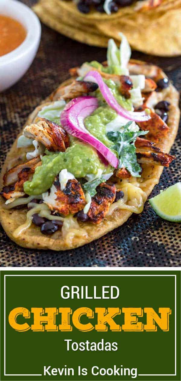 grilled chicken tostada with toppings 