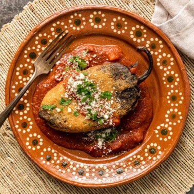 chili relleno ready to serve on a plate.