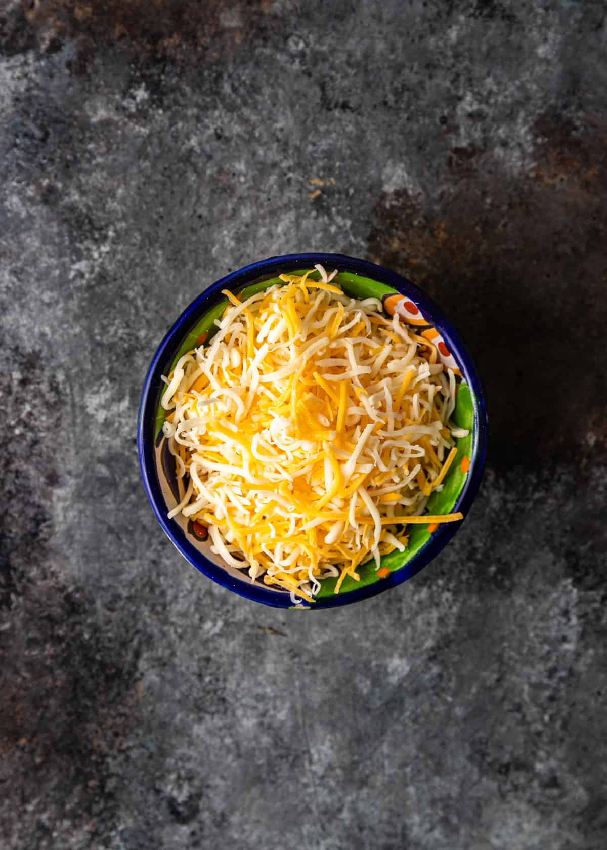 shredded mexican cheese in a bowl