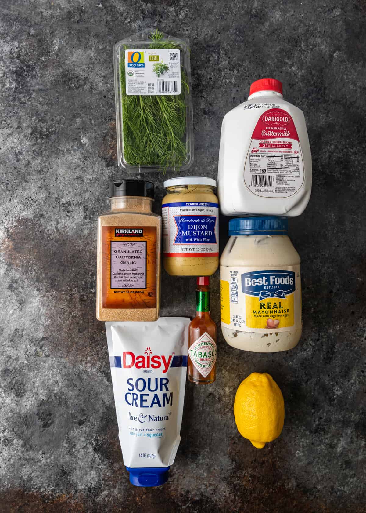 ingredients to make homemade buttermilk ranch dressing