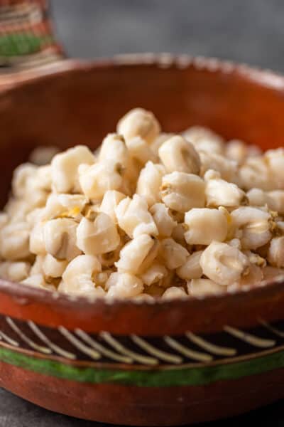 white hominy in Mexican pottery