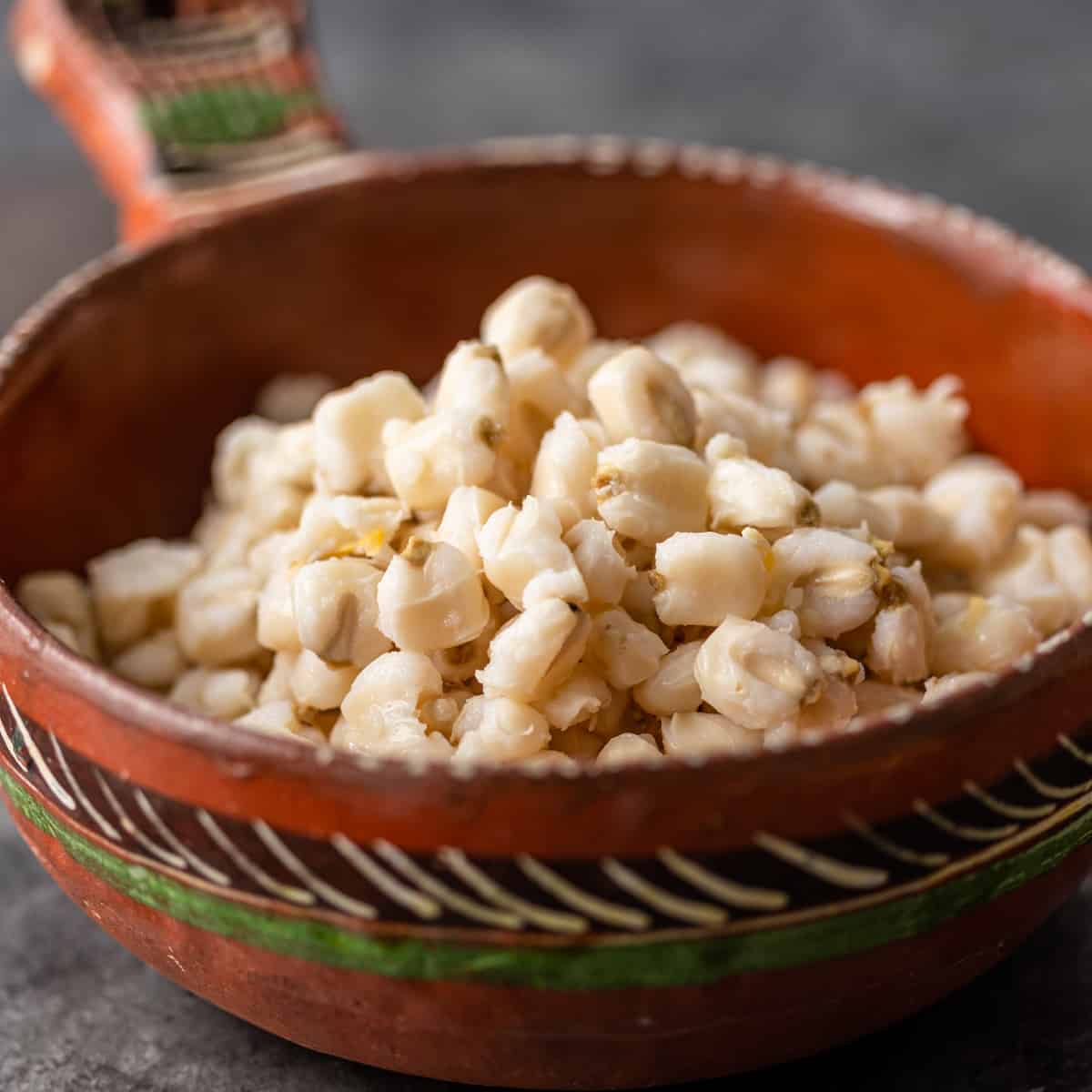 white hominy in Mexican pottery