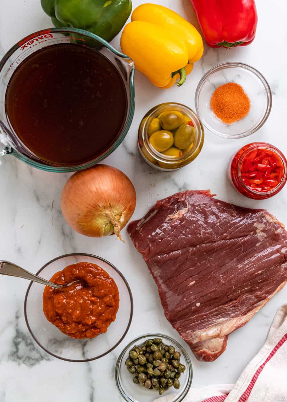 ingredients to make Cuba's national dish, spicy shredded beef