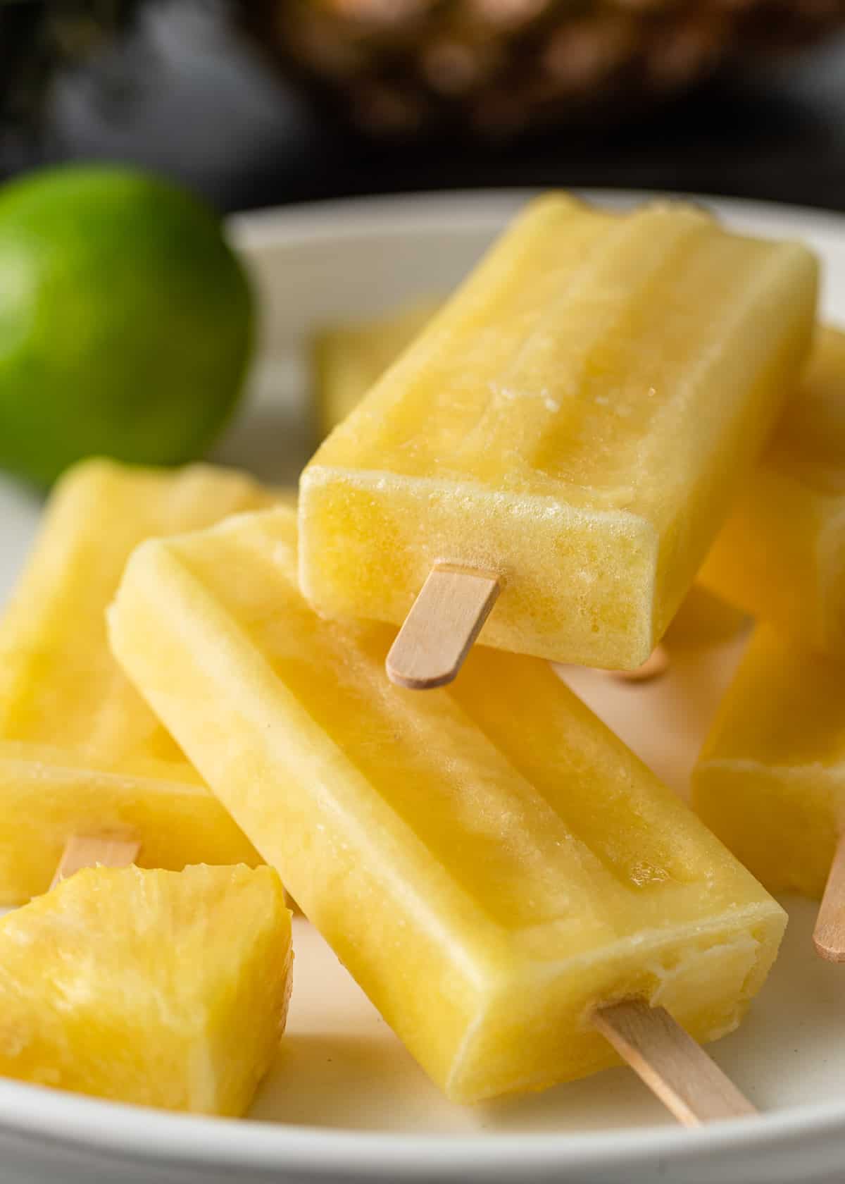 close up of pineapple ice pops