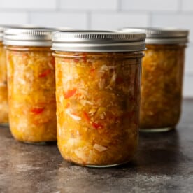 chow chow relish in glass jar