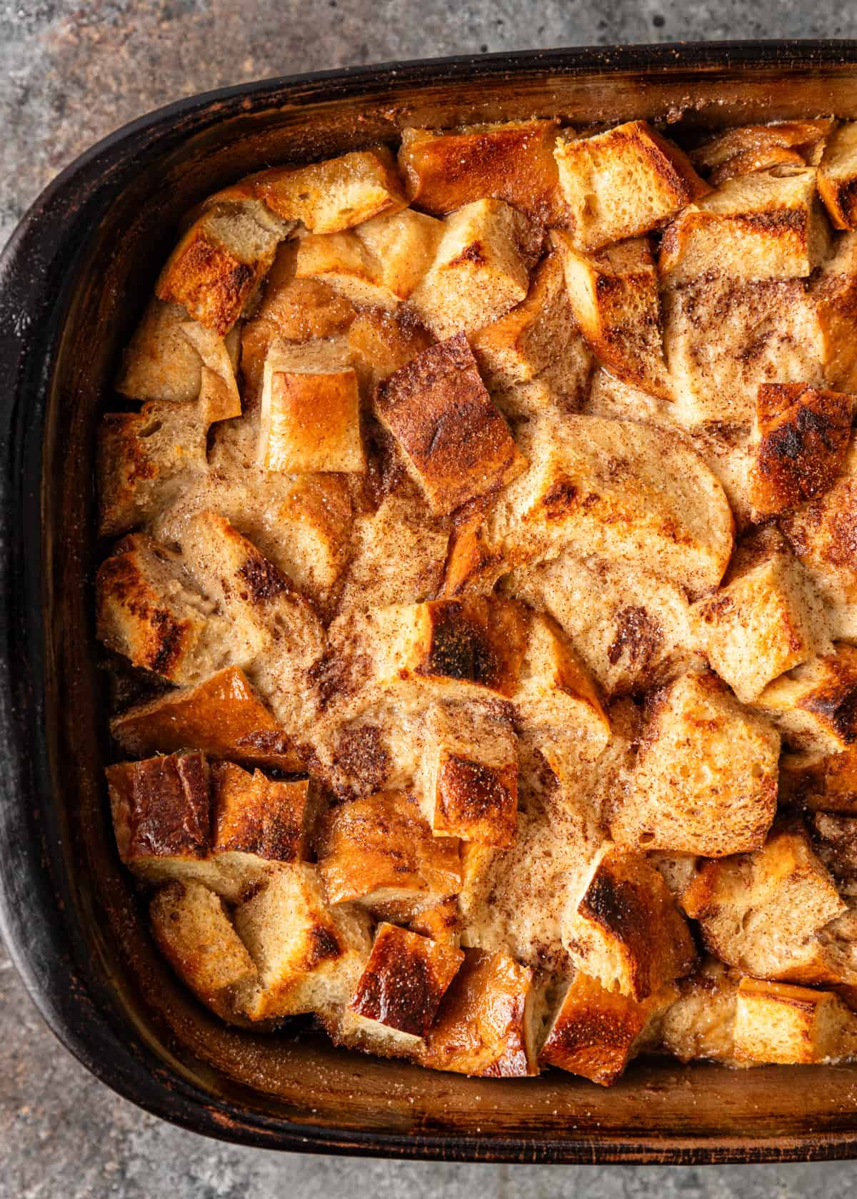 overhead: baked French toast casserole